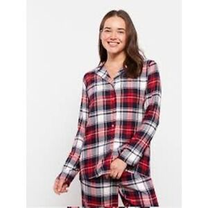 Mae Women's Red Black Plaid‎ Flannel Pajama Set - Size L